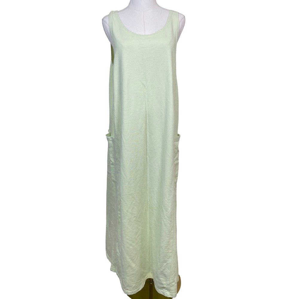 Hot Cotton Marc Ware Maxi Dress Womens L Mint Green Drop Pockets USA Cotton - Picture 2 of 10